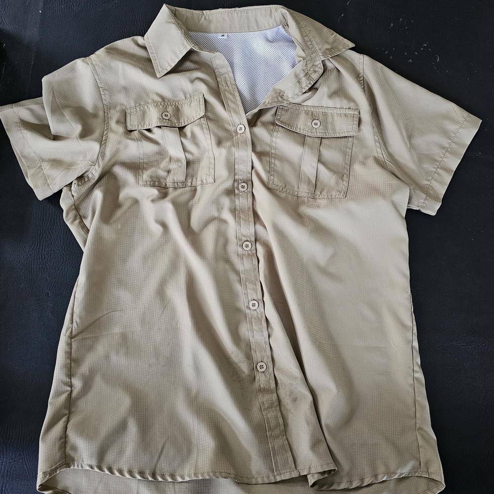 Casual Tan Button-Up Shirt